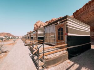 gli alloggi del campo tendato del Wadi Rum