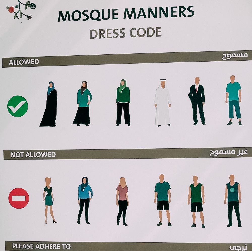 dress code per la Grande Moschea di Abu Dhabi