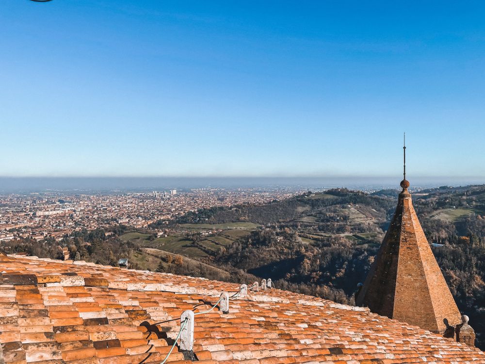 la vista dalla cupola del Santuario di San Luca a Bologna