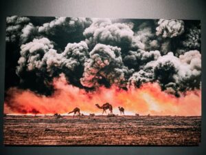 i cammelli che sfidano il fuoco immortalati da Mc Curry