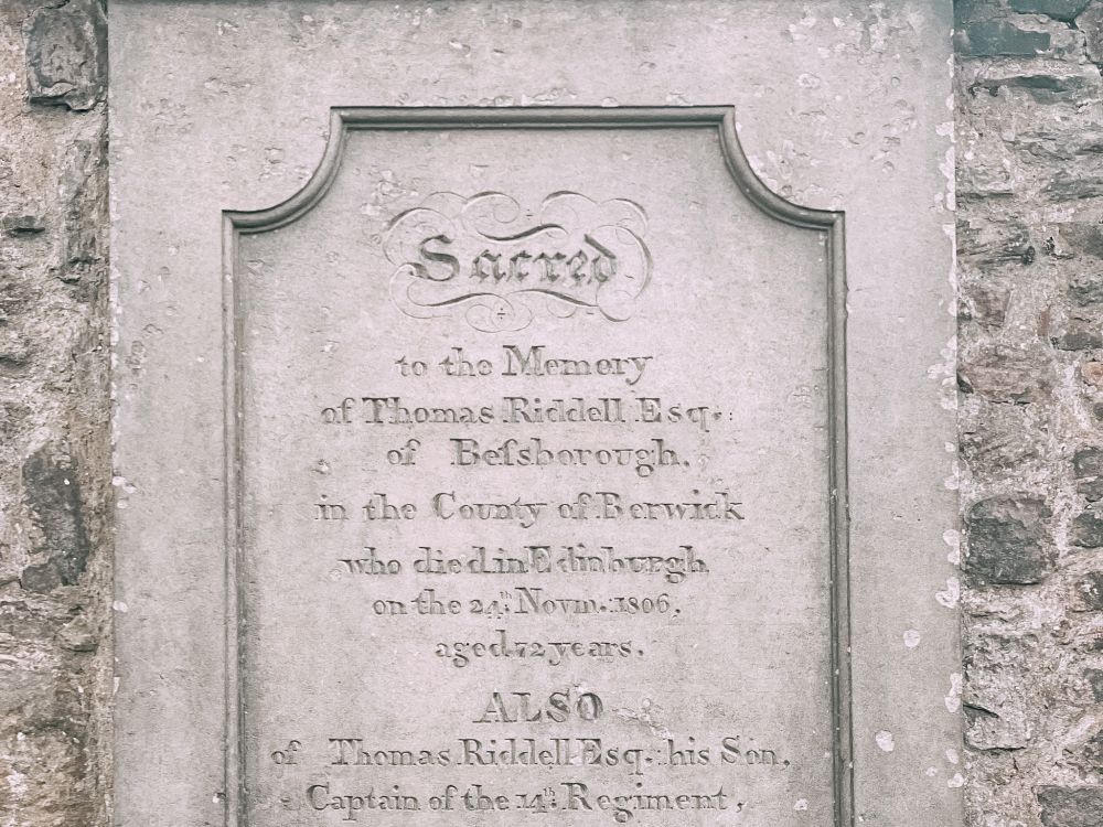 lapide di Thomas Riddell a Greyfriars Kirkyard 