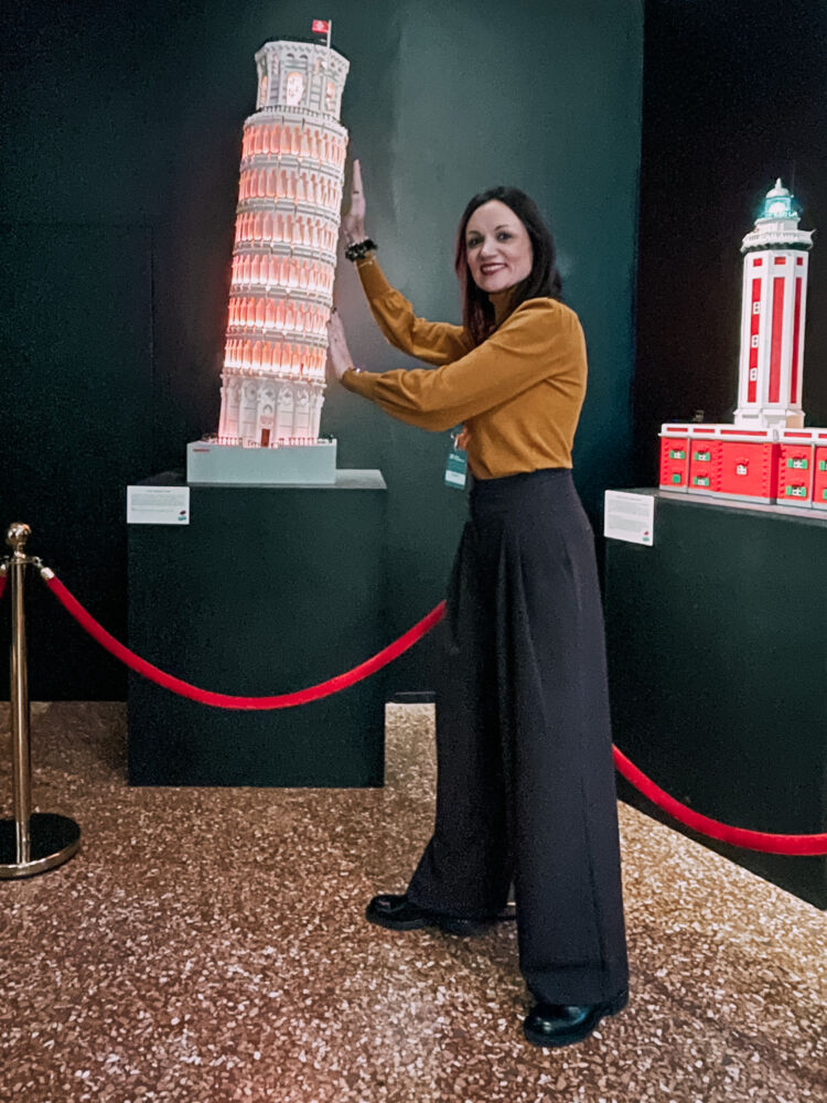 la Torre di Pisa alla mostra di Brick Art di Bologna
