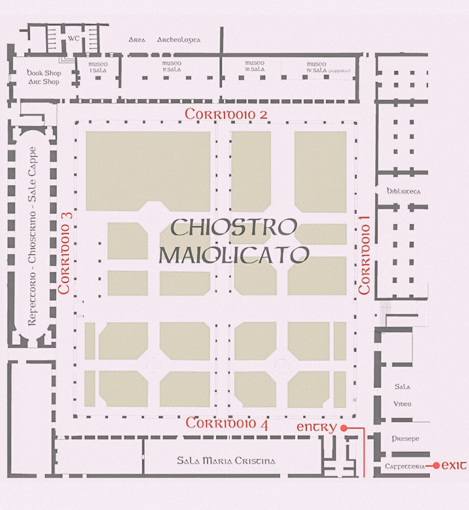 mappa del Chiostro Maiolicato di Santa Chiara