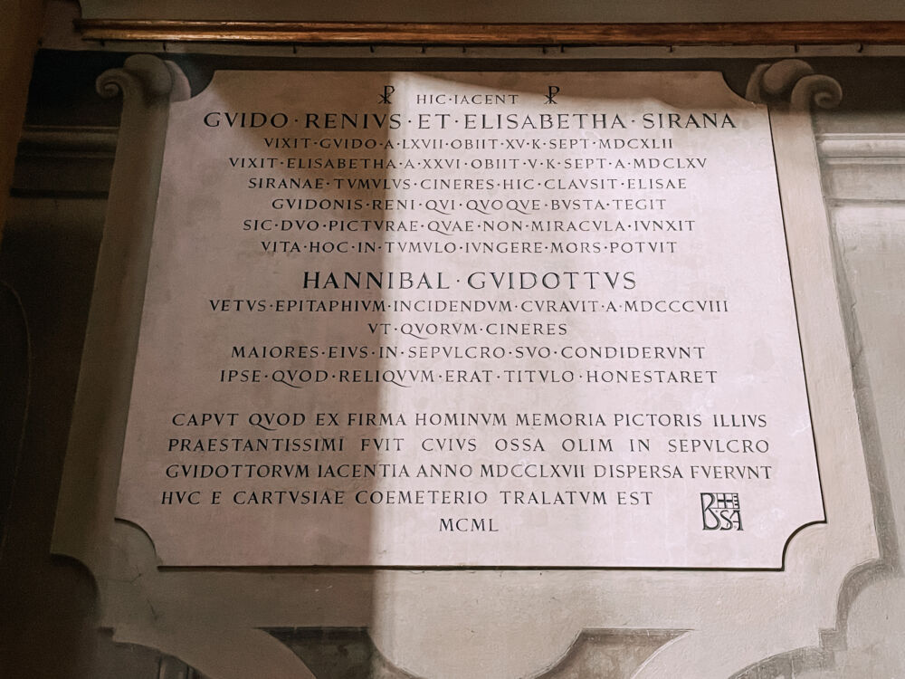 la lapide di Elisabetta Sirani nella Basilica di San Domenico a Bologna
