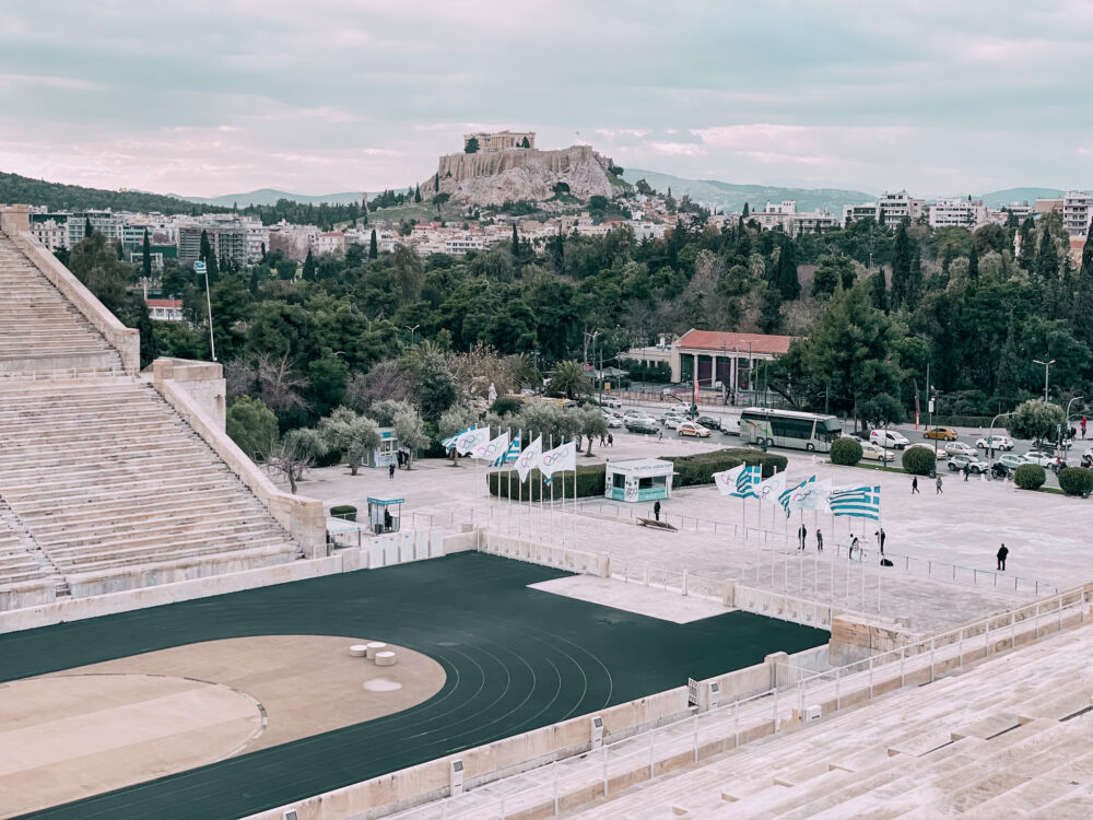 la vista sull'Acropoli dallo Stadio Panathinaiko