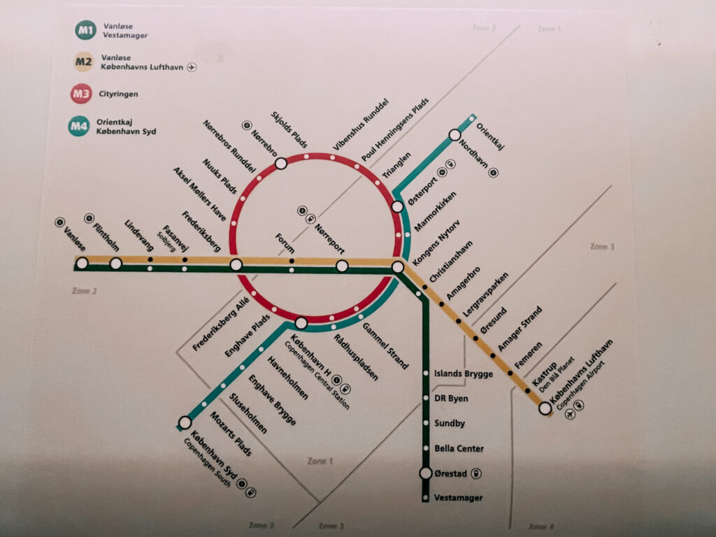 mappa della metropolitana di Copenaghen