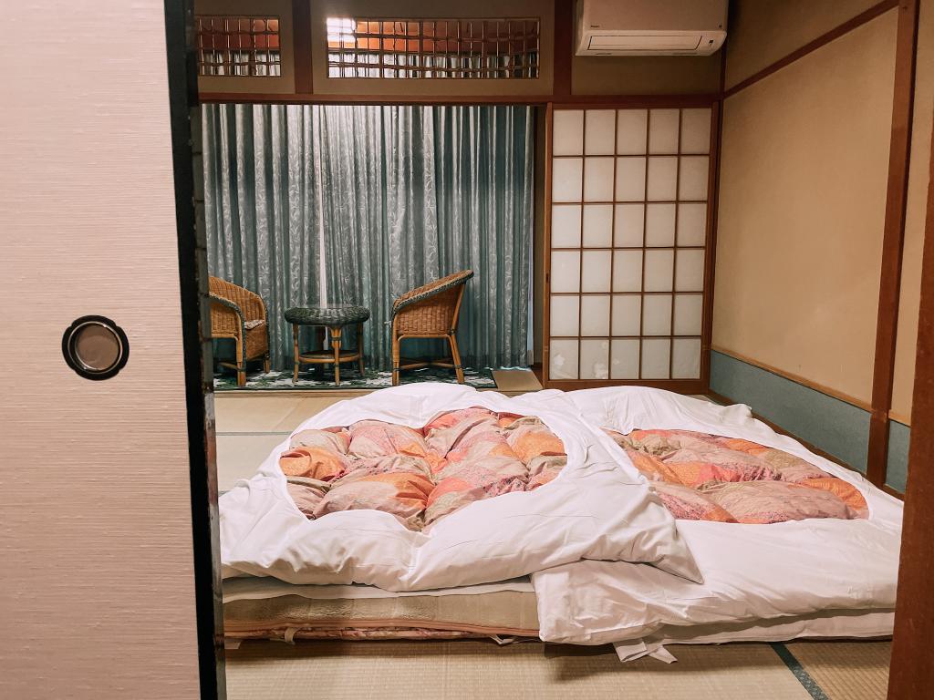 il futon sul tatami nel ryokan di Hakone